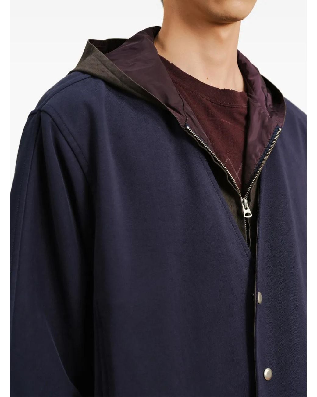 CROQUIS Blue Mock-Layer V-Neck Jacket for men