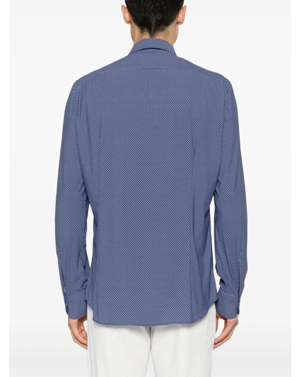 Mazzarelli Blue Printed Shirt for men