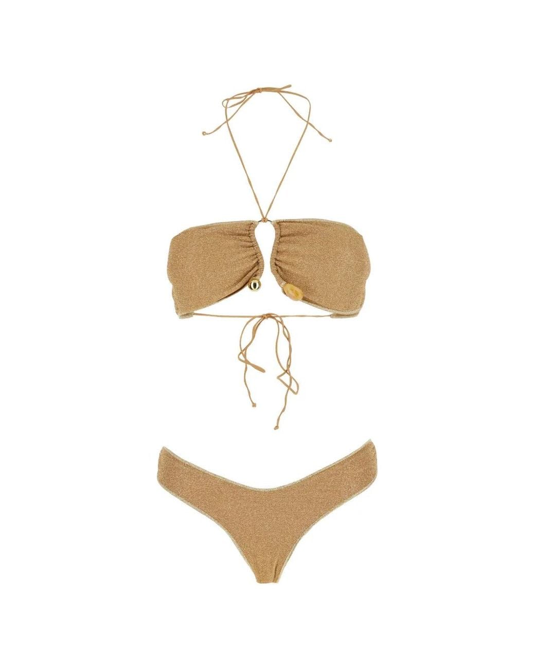 Oseree White Lumière Beaded-Detail Bikini