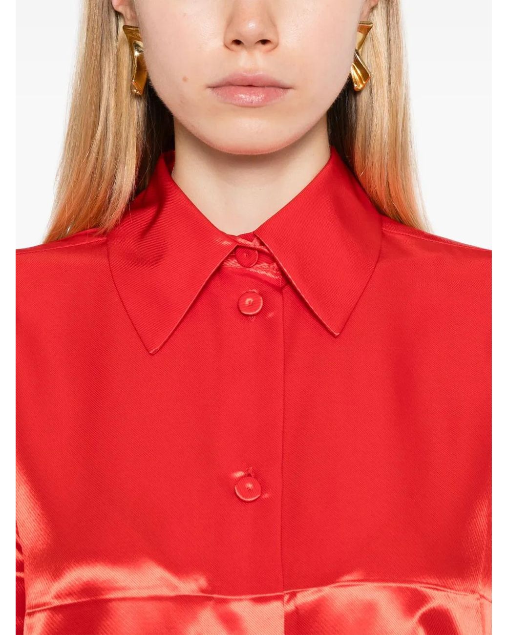 Jil Sander Red Diagonal Shirt