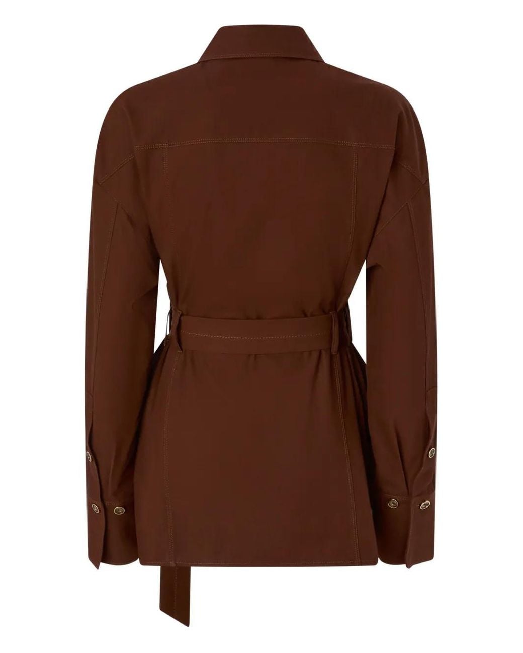 Pinko Brown Cotton Jacket With Belt