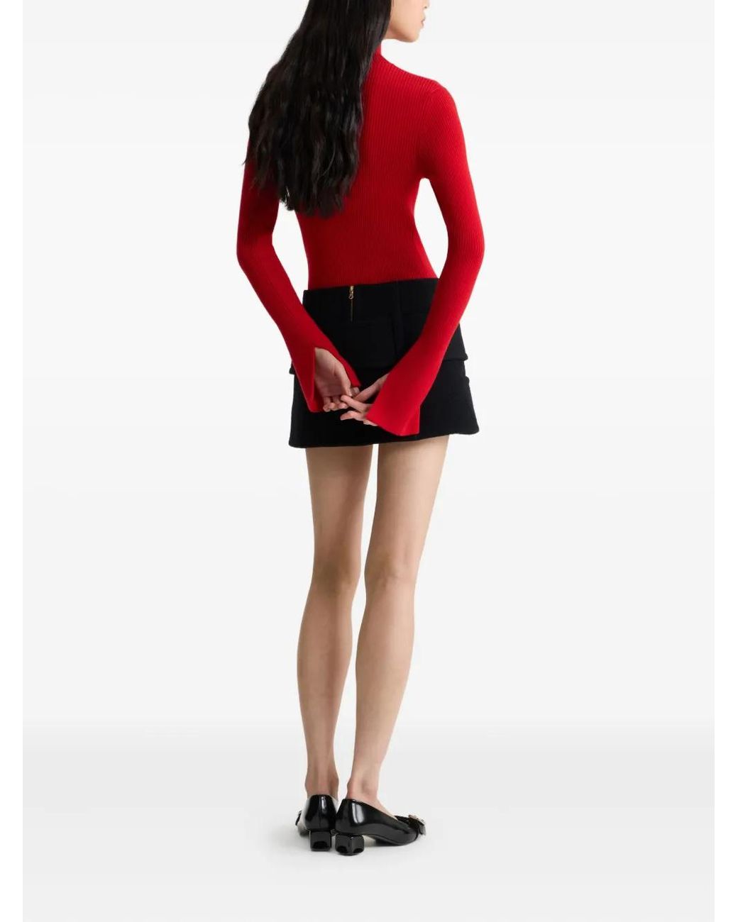 Patou Red Wool Blend Ribbed Sweater