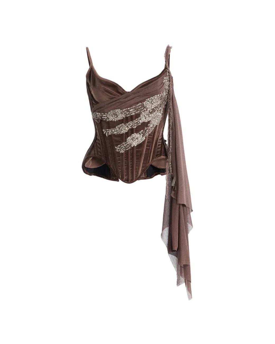 Wiederhoeft Brown Salon Crystal-Embellishment Top