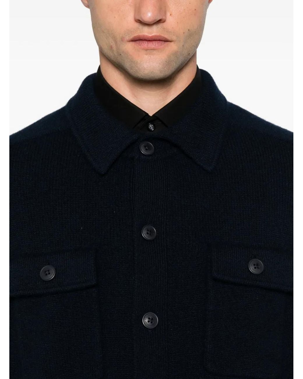 From Future Blue Button-Up Patch-Pocket Cardigan for men