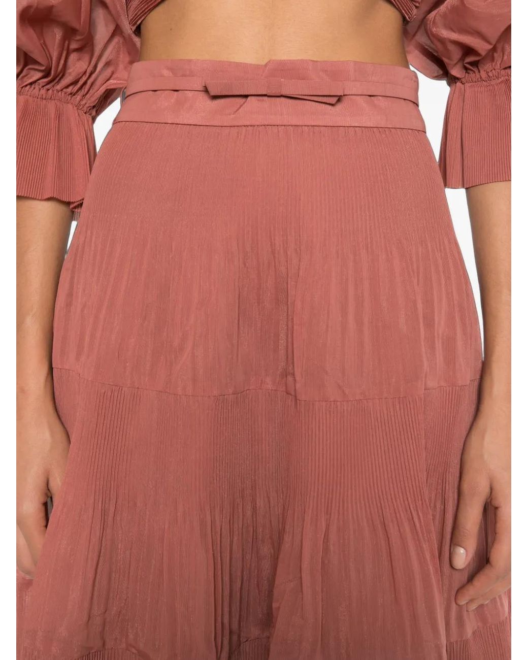 Zimmermann Pink Pleated Tiered Skirt