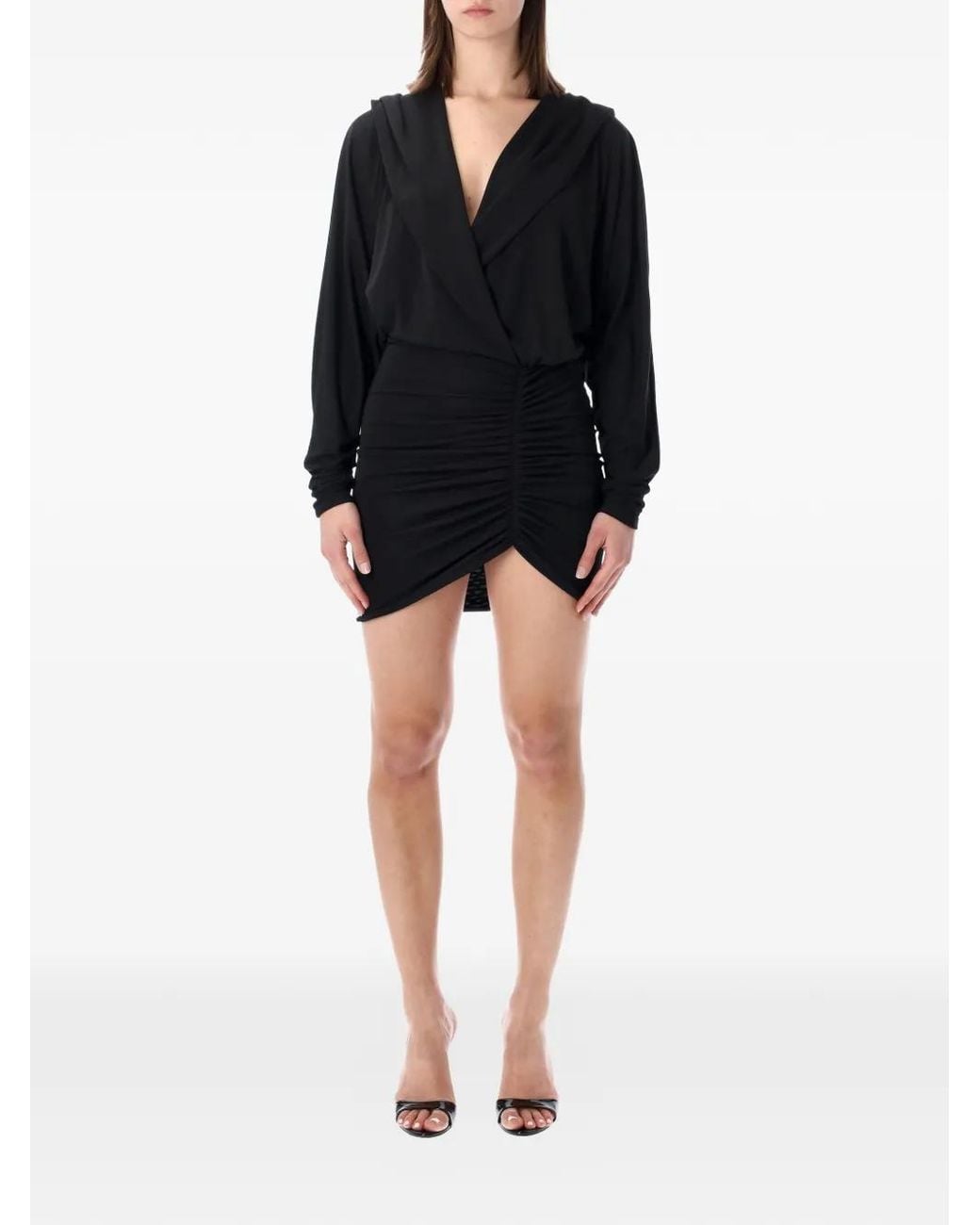 ANDAMANE Black Grace Hooded Mini Dress