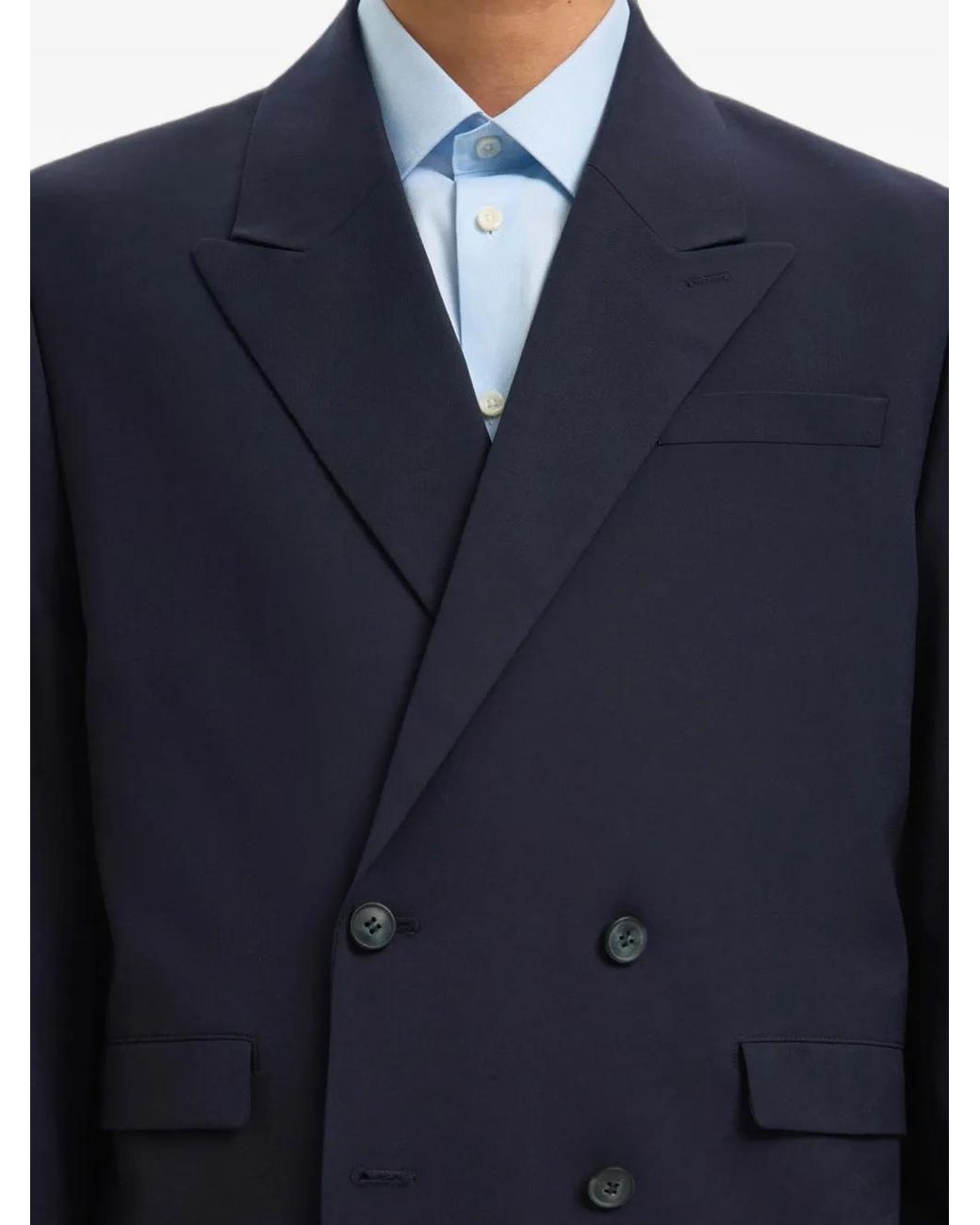 SELECTED Blue Double-Breasted Notch-Lapel Blazer for men