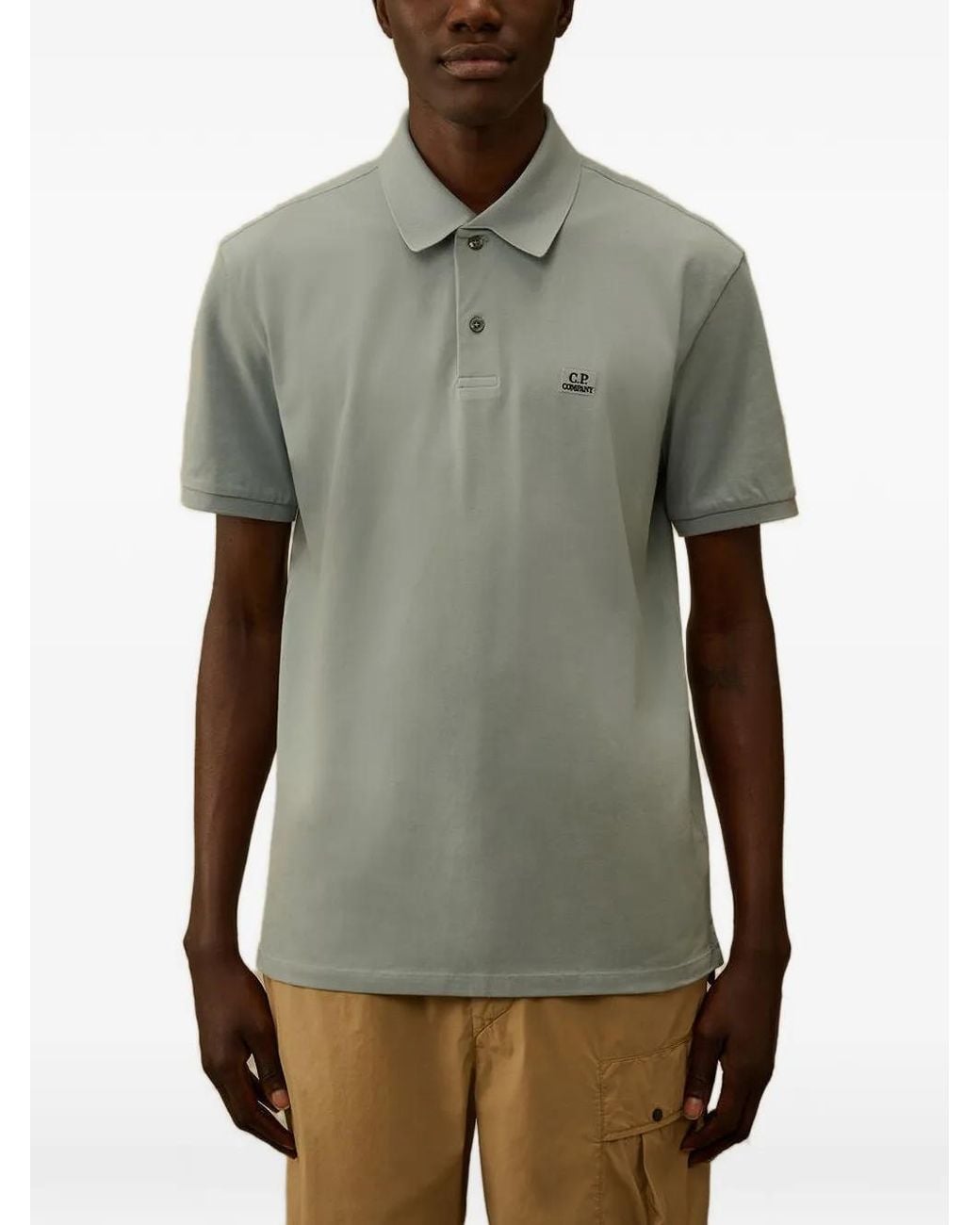 C P Company Blue Stretch Piquet Short-Sleeve Polo for men