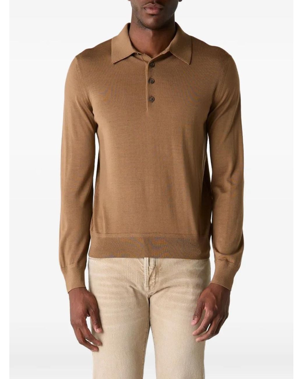 Tom Ford Button-Up Poloshirt in het Brown voor heren