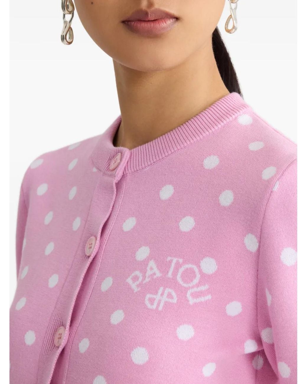 Patou Pink Polka-Dot Cardigan