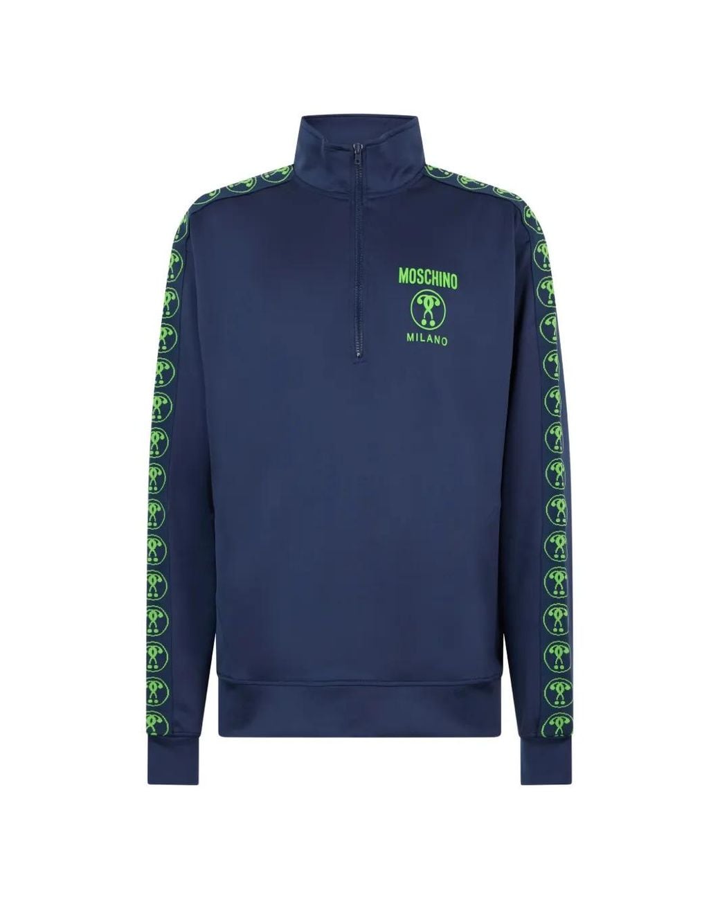 Moschino Blue Logo-Embroidered Half-Zip Sweatshirt for men