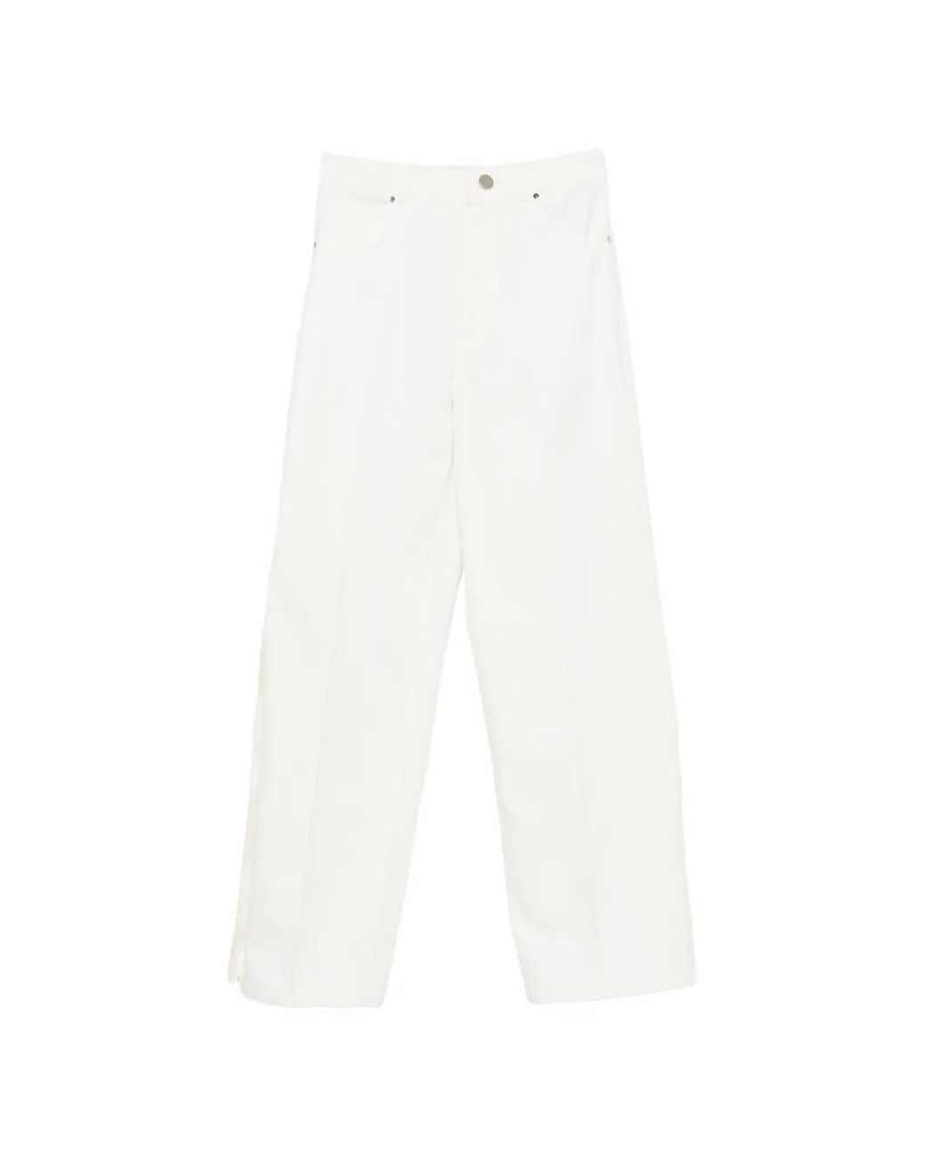 A.M.G White Zip-Detail Cotton Trousers