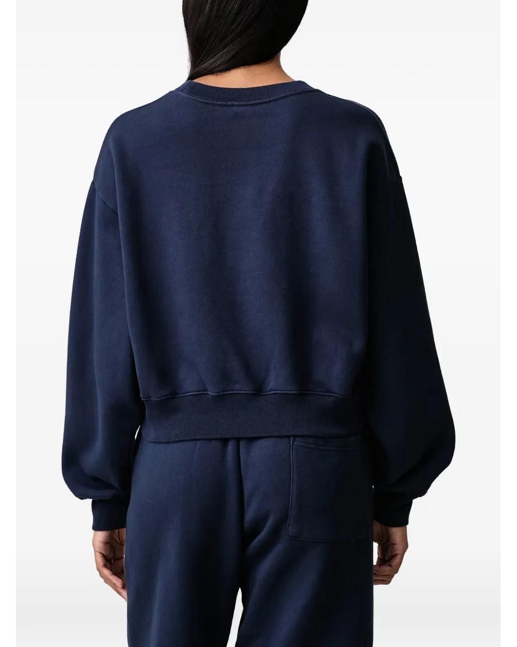 Sporty & Rich Blue Logo-Print Cropped Sweatshirt