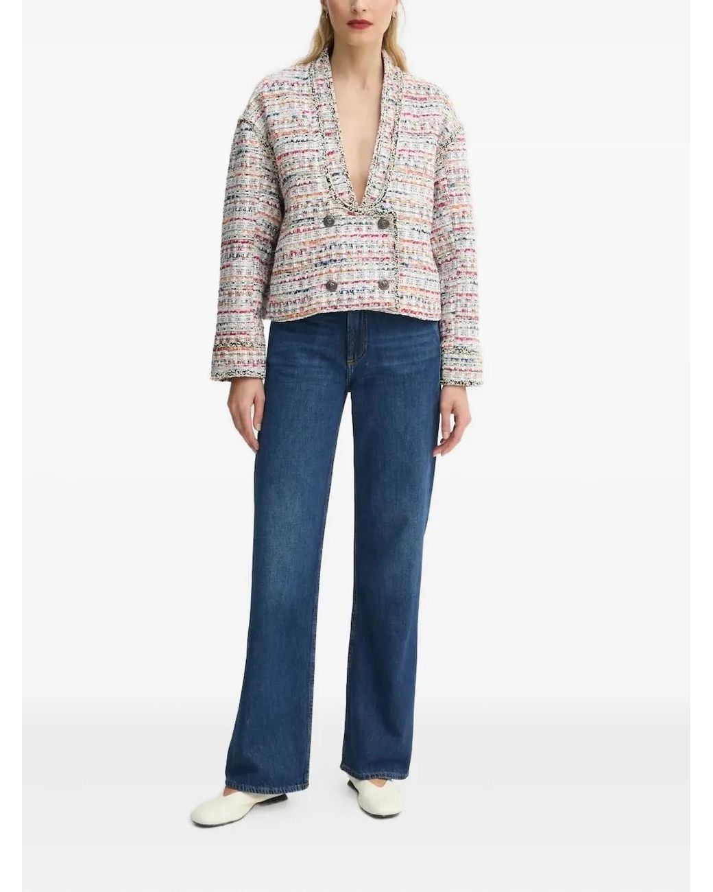 Munthe White Tweed Double-Breasted Top