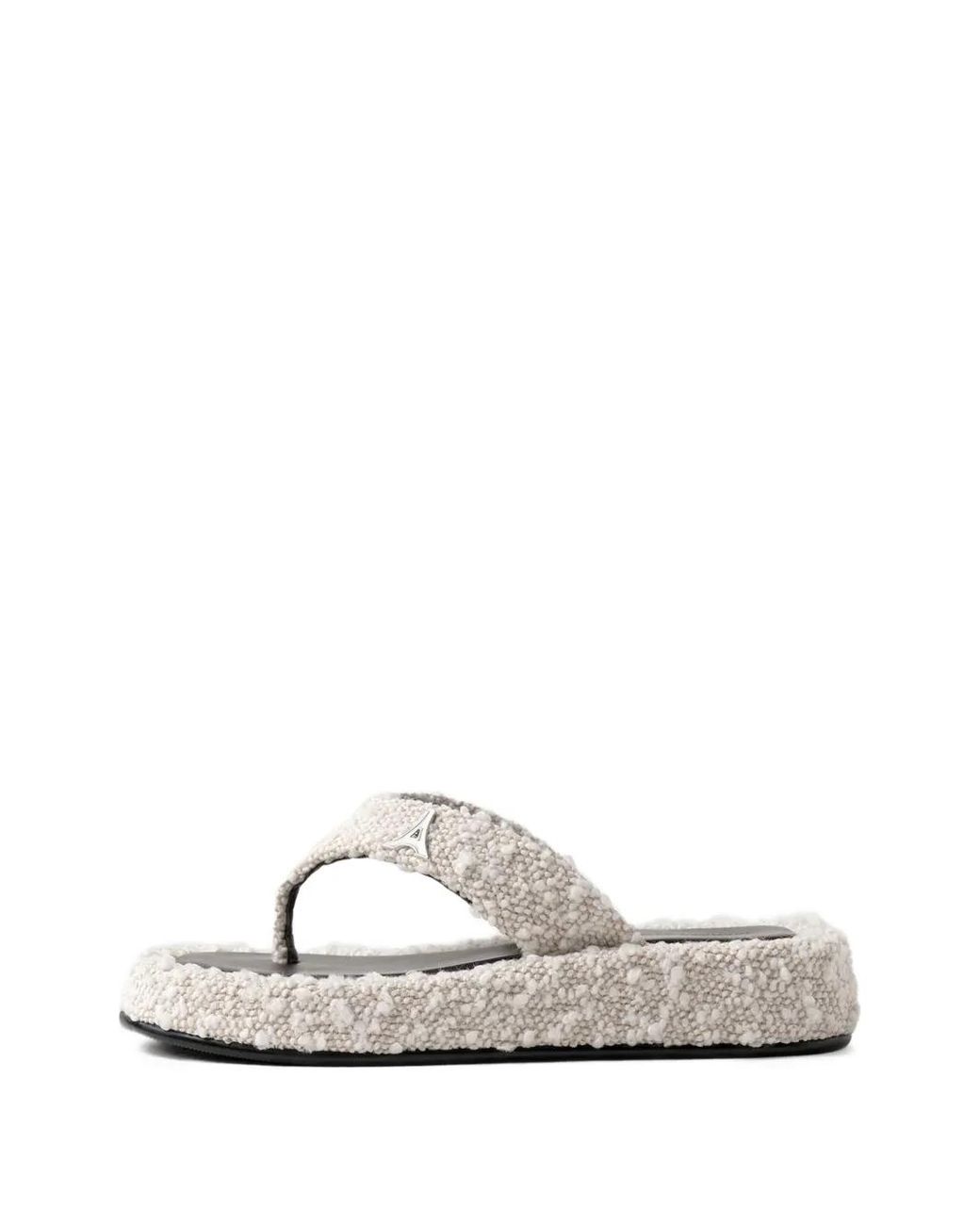 Manière De Voir White Rosalie Boucle Flatform Sandals
