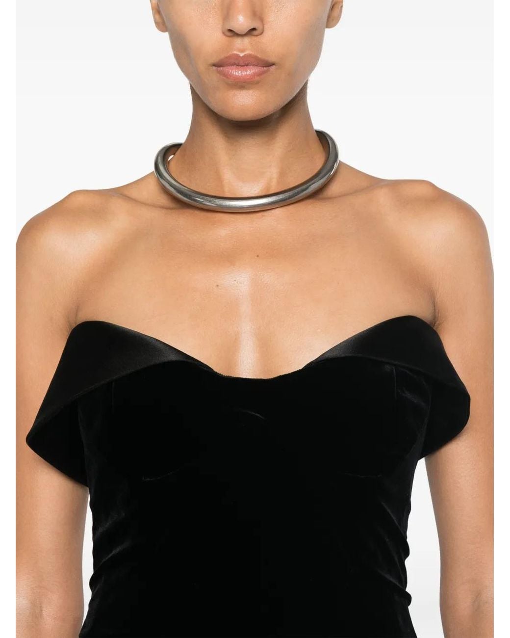 Mugler Black Velvet And Satin Mini Dress