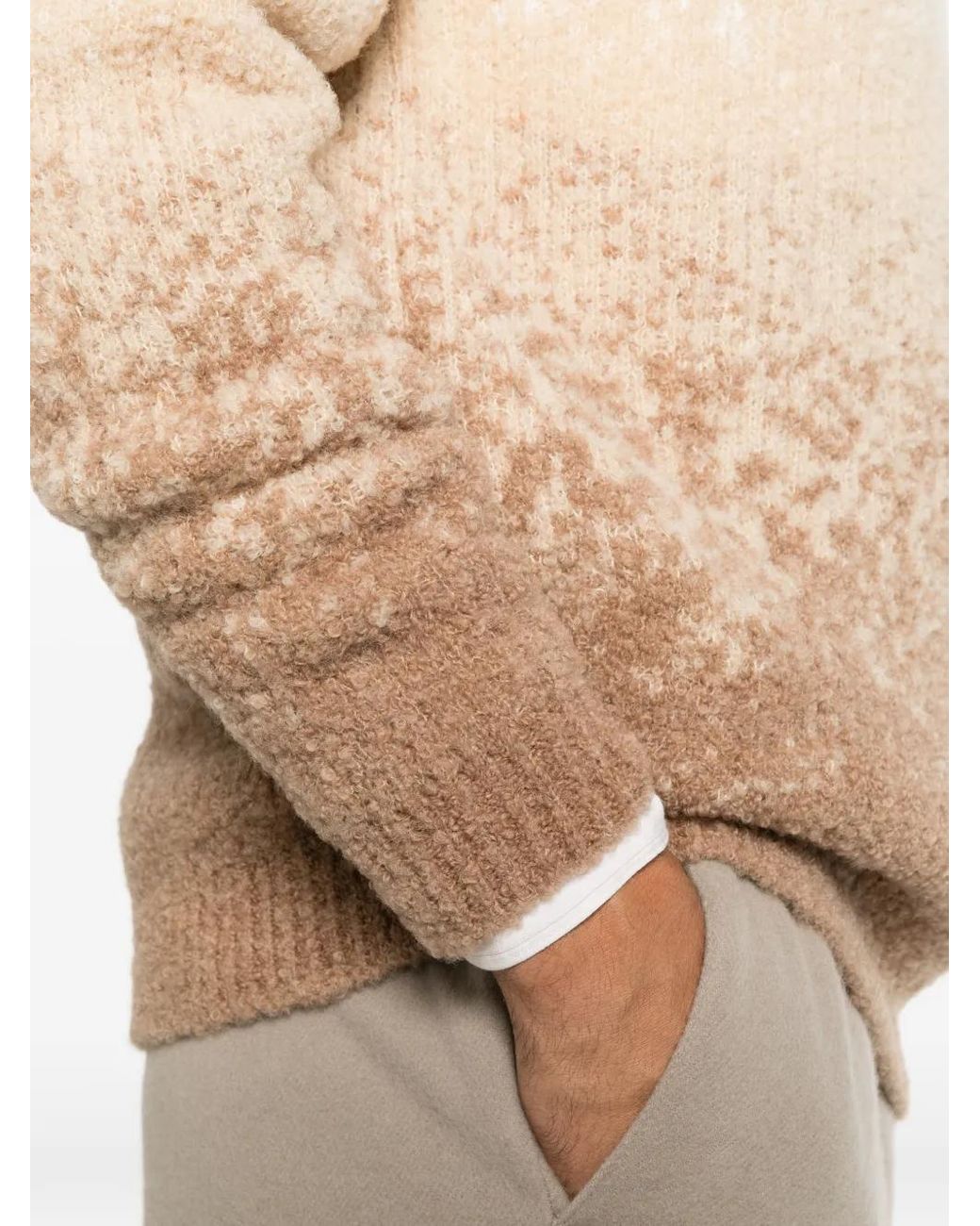 Seven Gauge Natural Gradient Bouclé-Knit Sweater for men