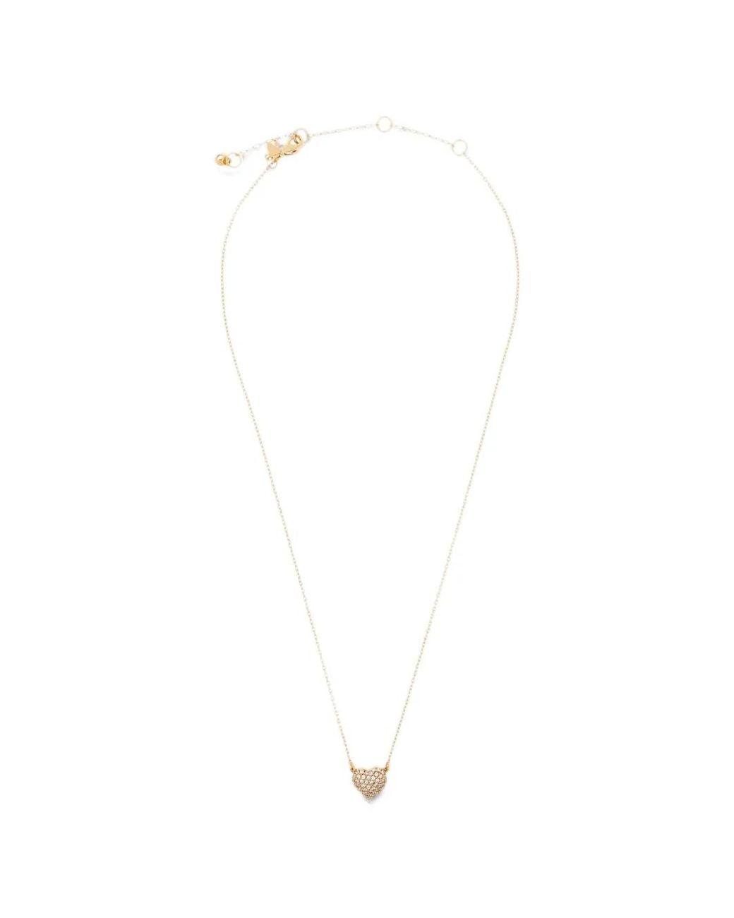 Kate Spade White Amour Crystal-Embellished Heart-Pendant Necklace