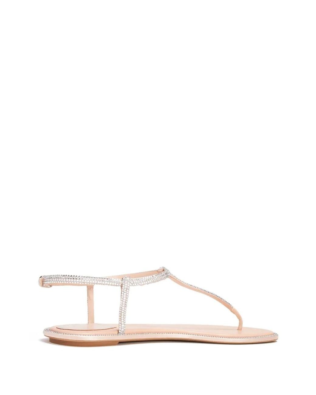 Rene Caovilla White Beige Diana Low Jewel Sandals
