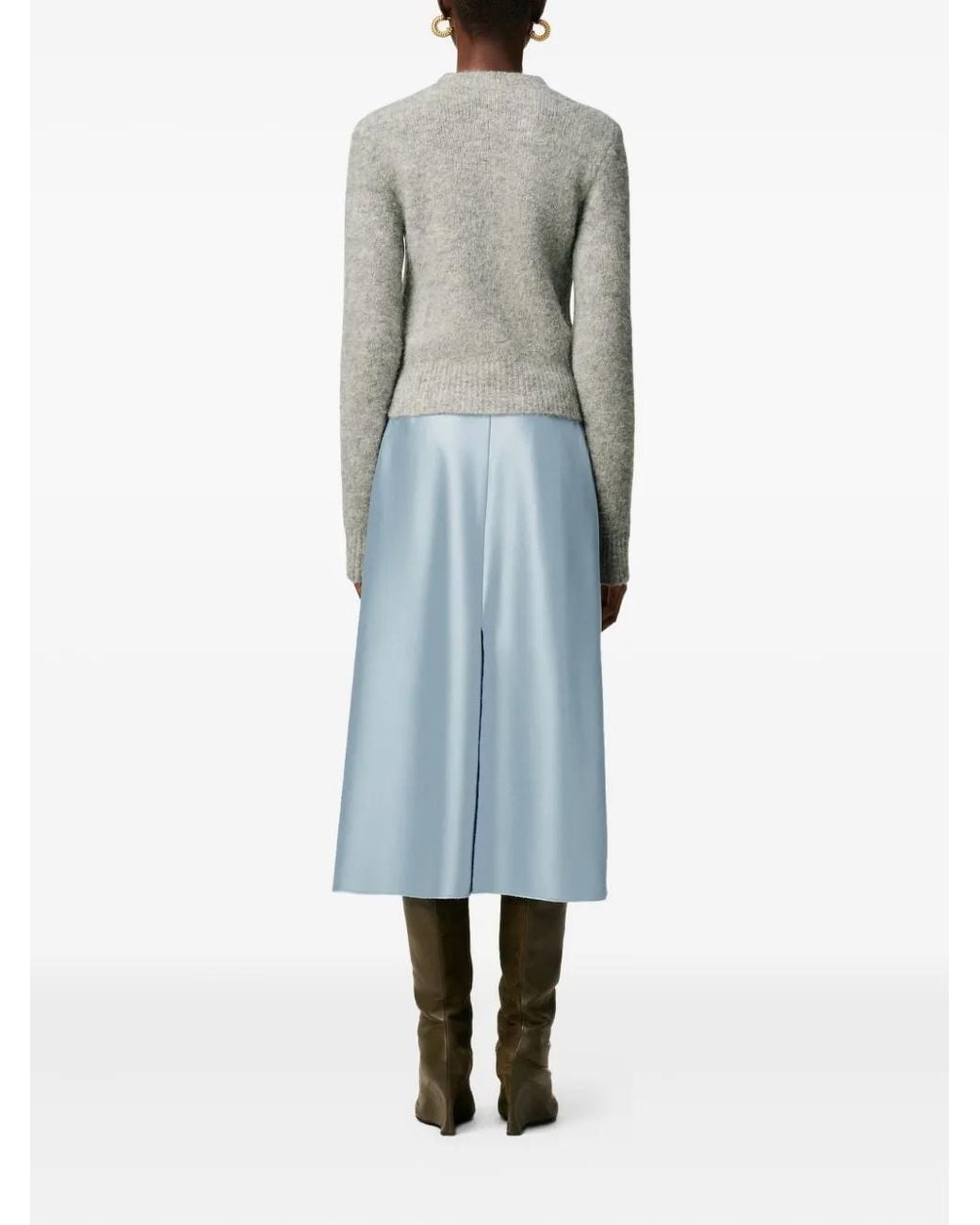 AMI Midi-Rok Met Gerafelde Rand in het Blue