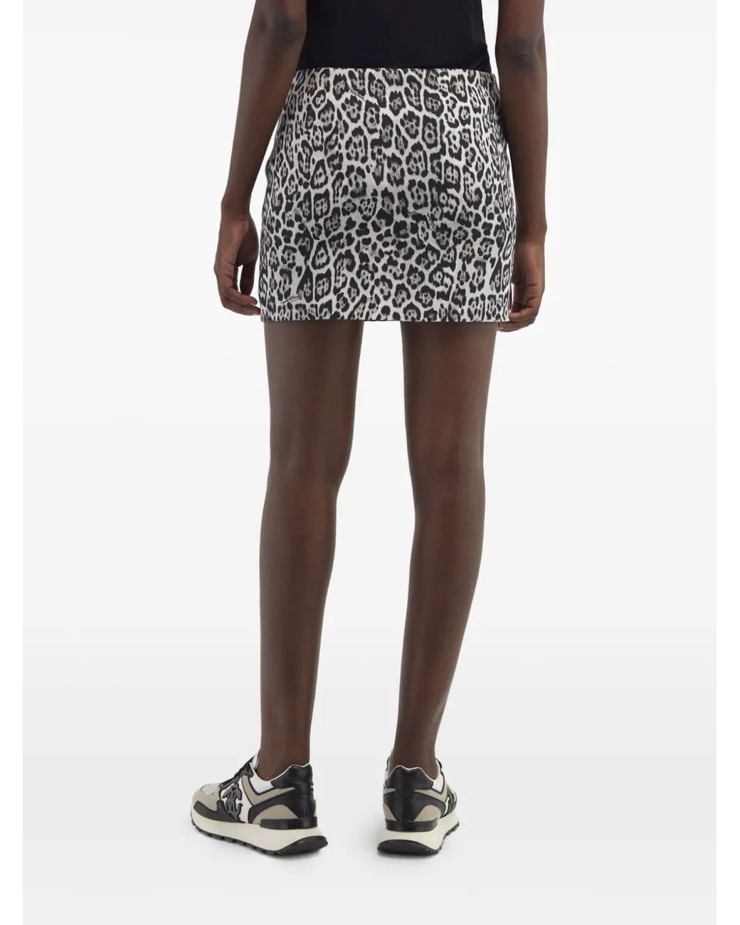 Roberto Cavalli Black Leopard-Print Mini Skirt