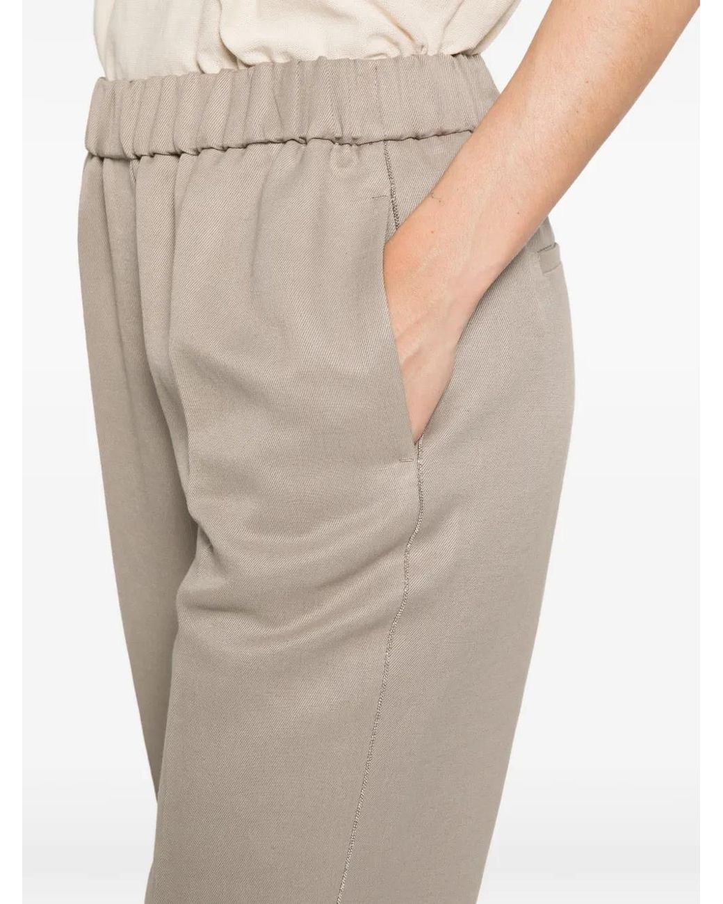Peserico White Elasticated-Waistband Trousers