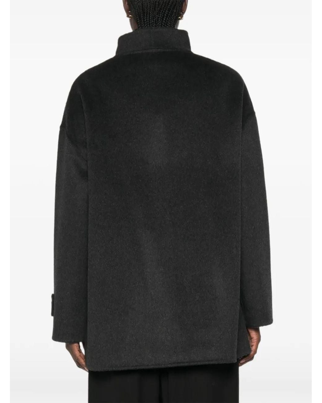 The Dynamis Studio Black High-Neck Patch-Pocket Coat