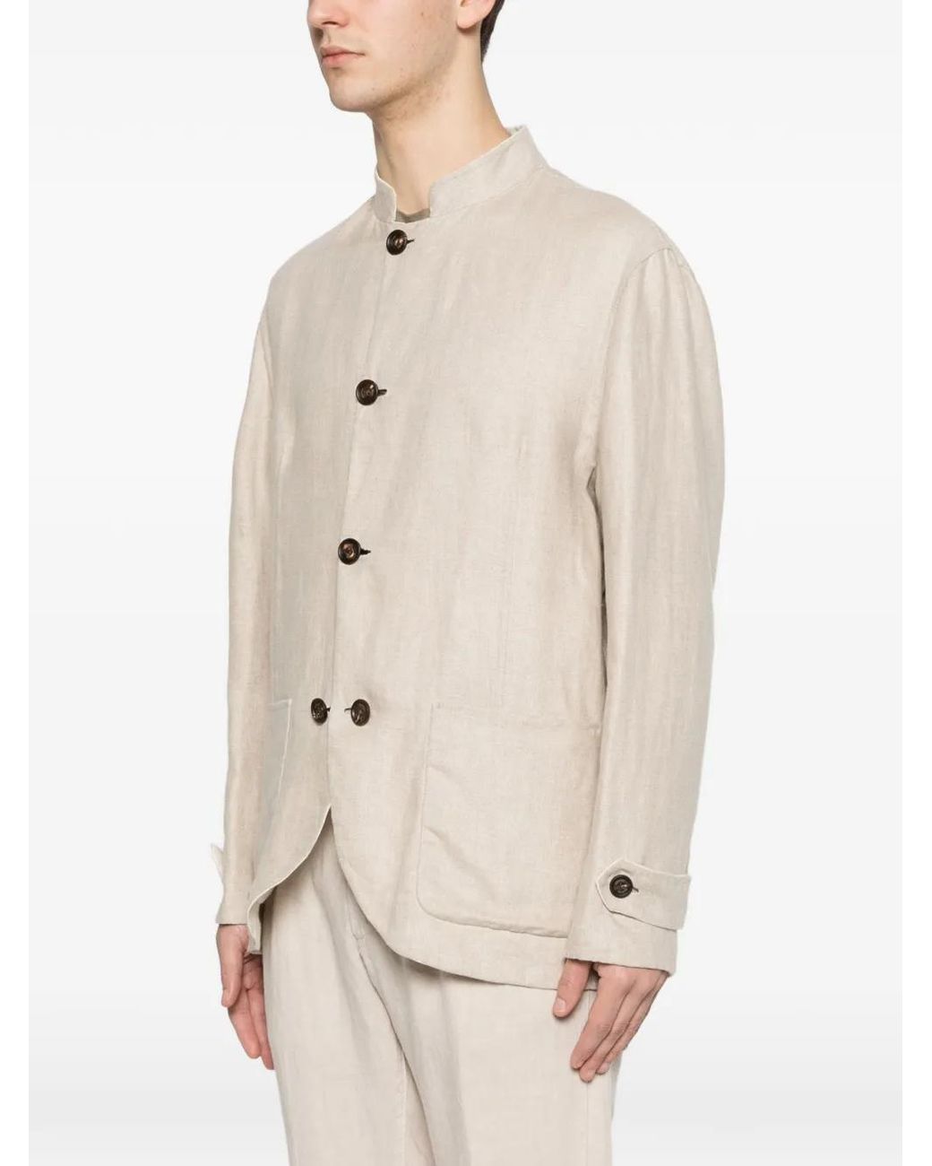 Eleventy White Reversible Button-Up Jacket for men
