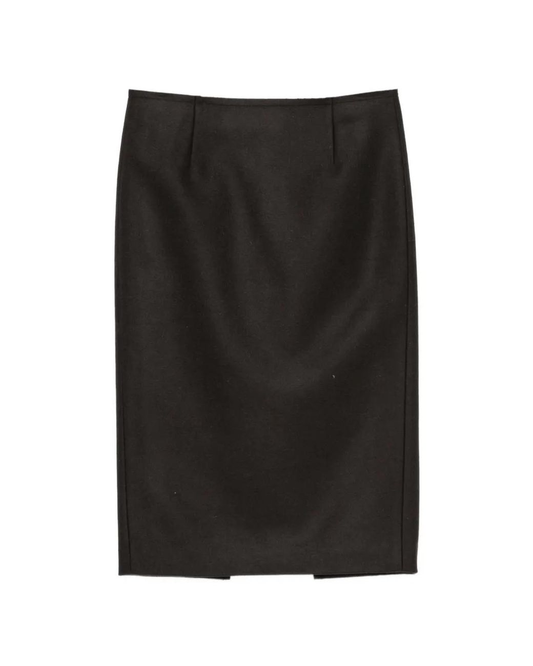 MM6 by Maison Margiela Black Asymmetric Rear-Slit Midi Skirt