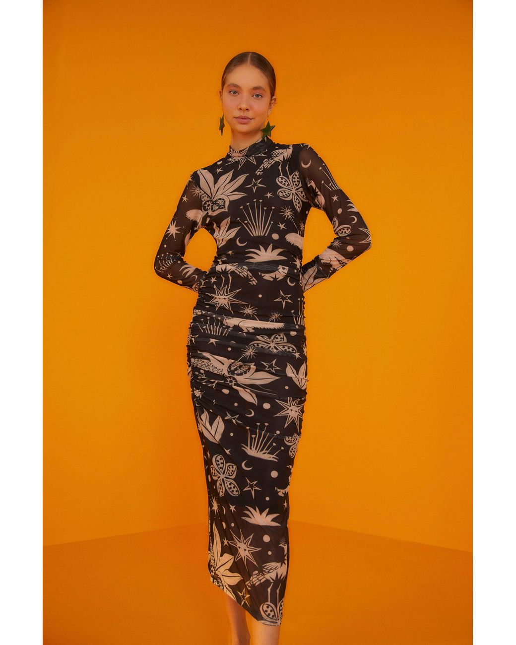 Orange black and white cheap dress