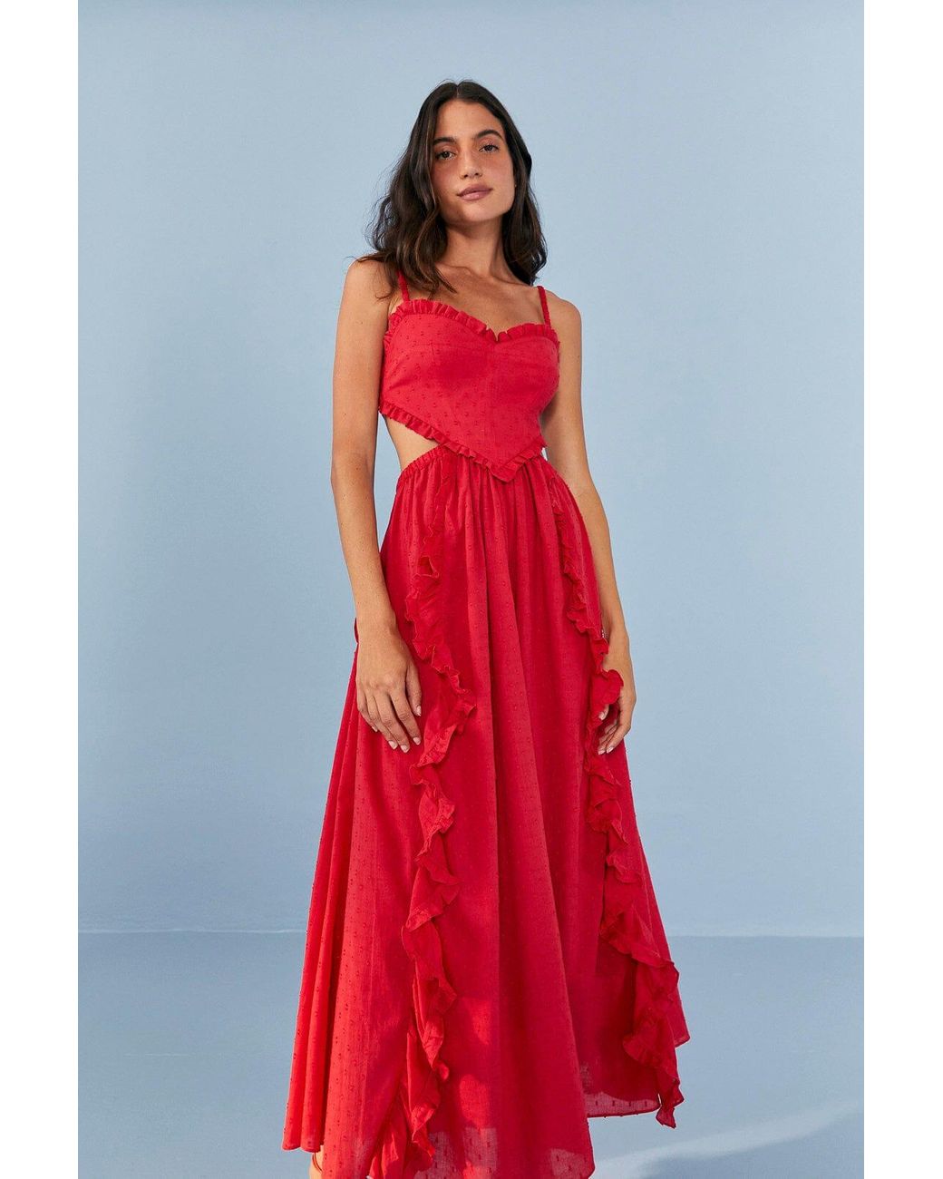 FARM Rio Heart Maxi Dress in Red | Lyst