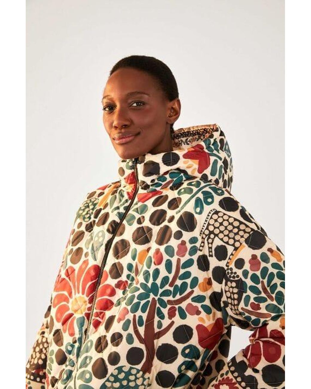 Romantic garden reversible puffer jacket Clearance