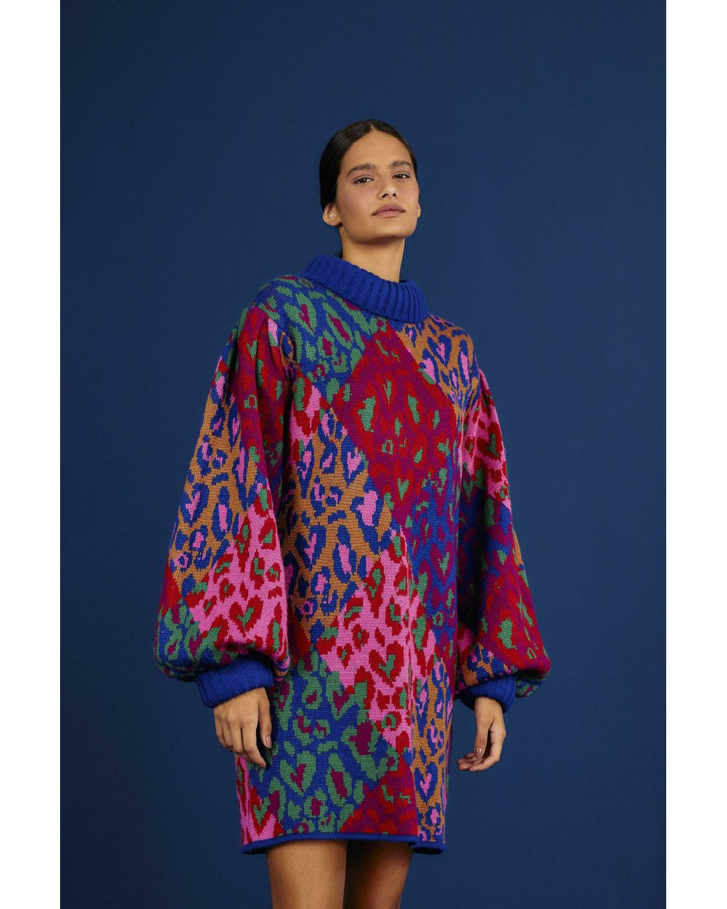 FARM Rio Mixed Leopard Pop Sweater Dress in Blue | Lyst