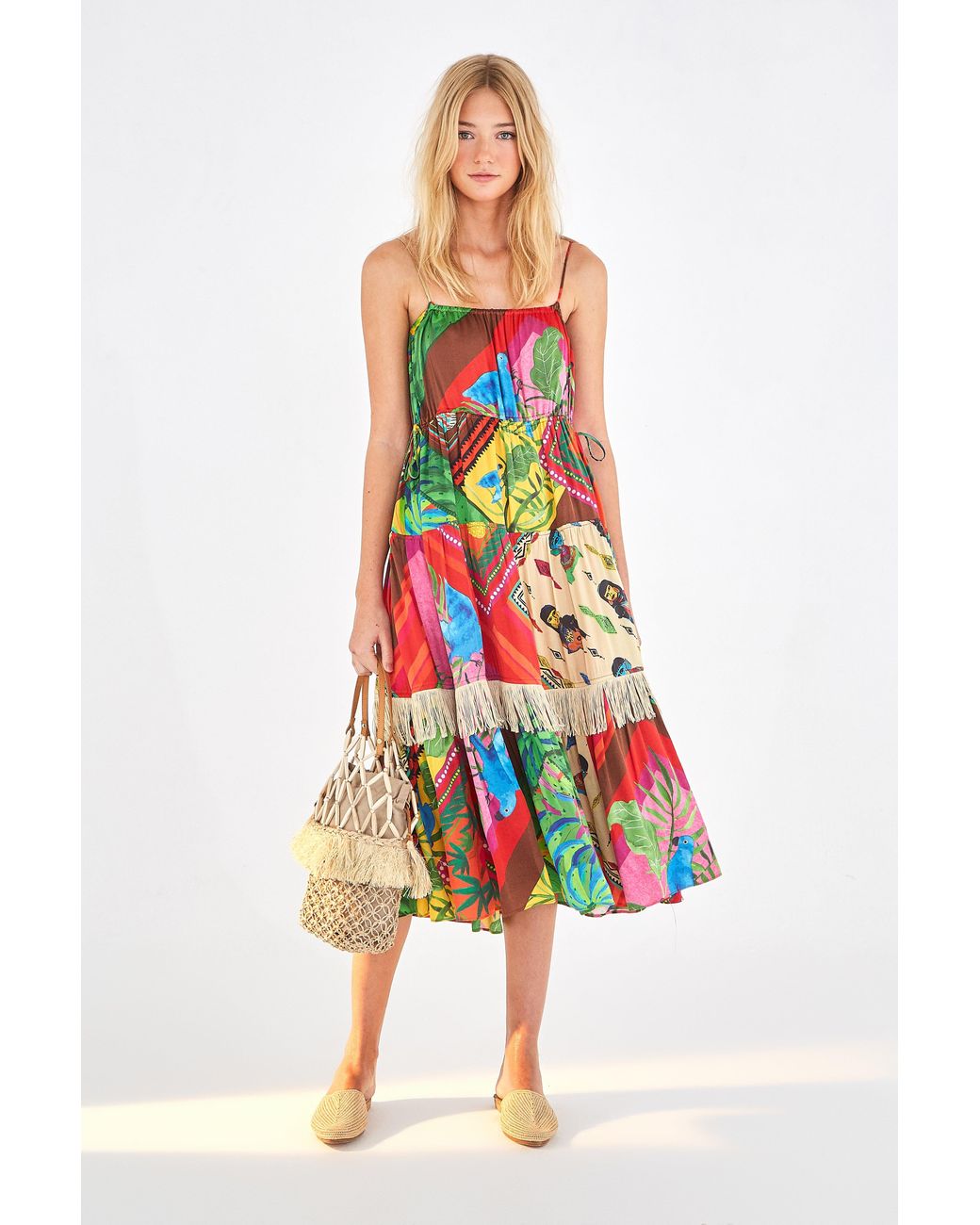 FARM Rio Synthetic Mix Scarves Summer Midi Fringe Dress Lyst