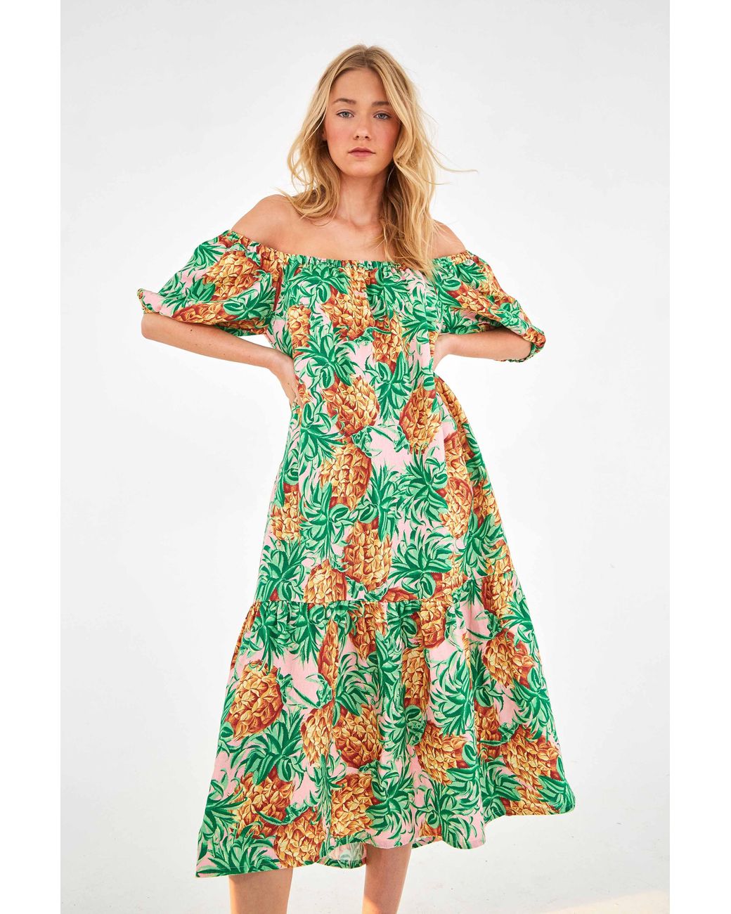 FARM Rio Pineapple Garden Linen Dress | Lyst