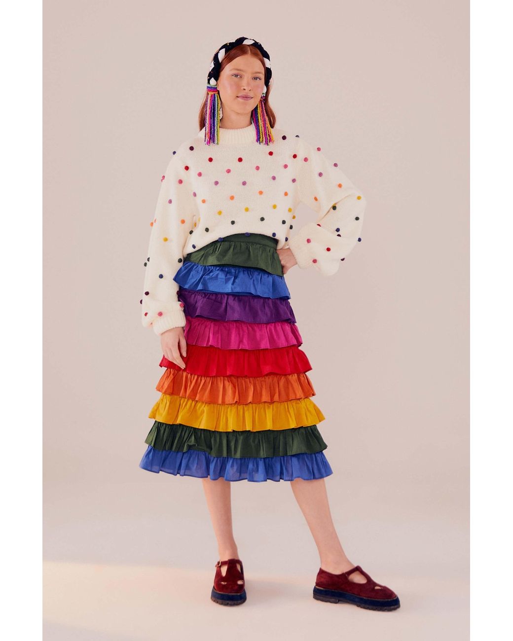 FARM Rio Rainbow Dots Off-white Sweater 