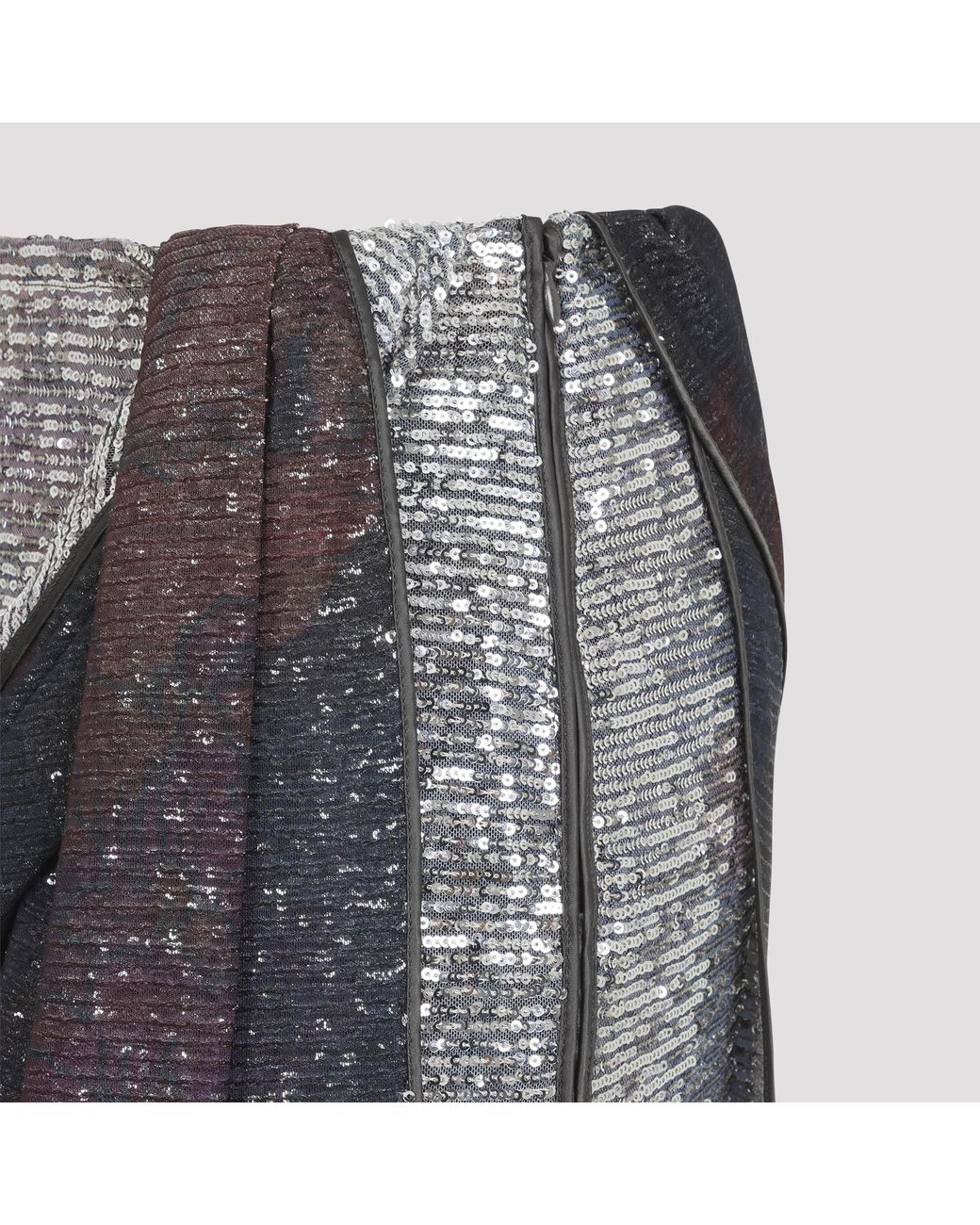 Maison Margiela Blue Burgundy Sequins Draped Maxi Skirt