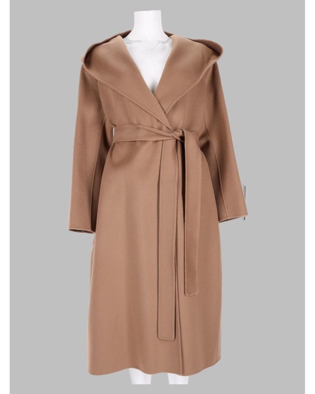 Max Mara Brown Sculpted Virgin Wool Overcoat With Trench-Inspired Design