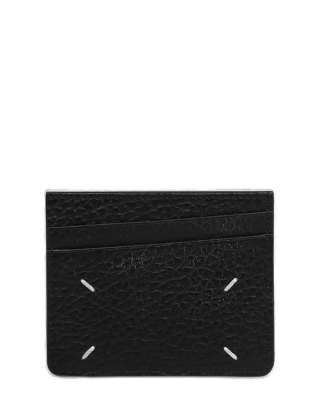 Maison Margiela Black Pebbled Effect Leather Cardholder for men