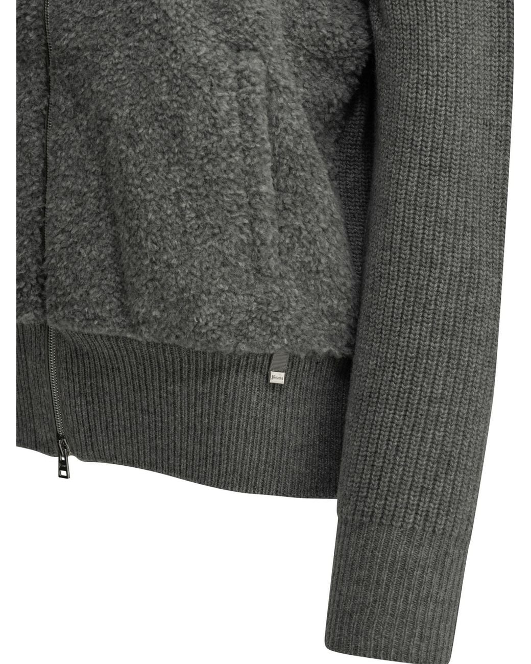Herno Gray Pure Wool Zip-Up Sweater