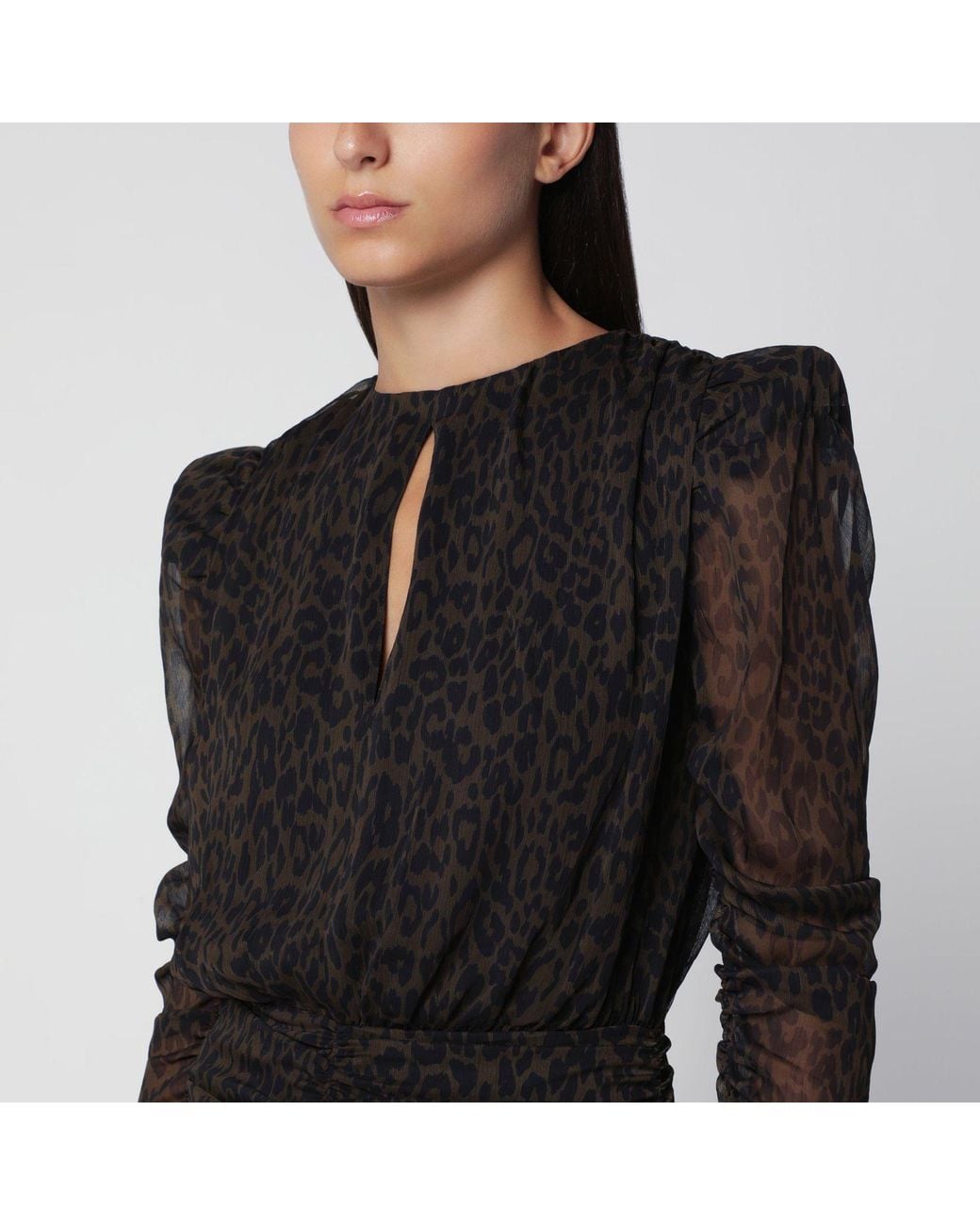 ROTATE BIRGER CHRISTENSEN Black Floral Ruched Mini Dress
