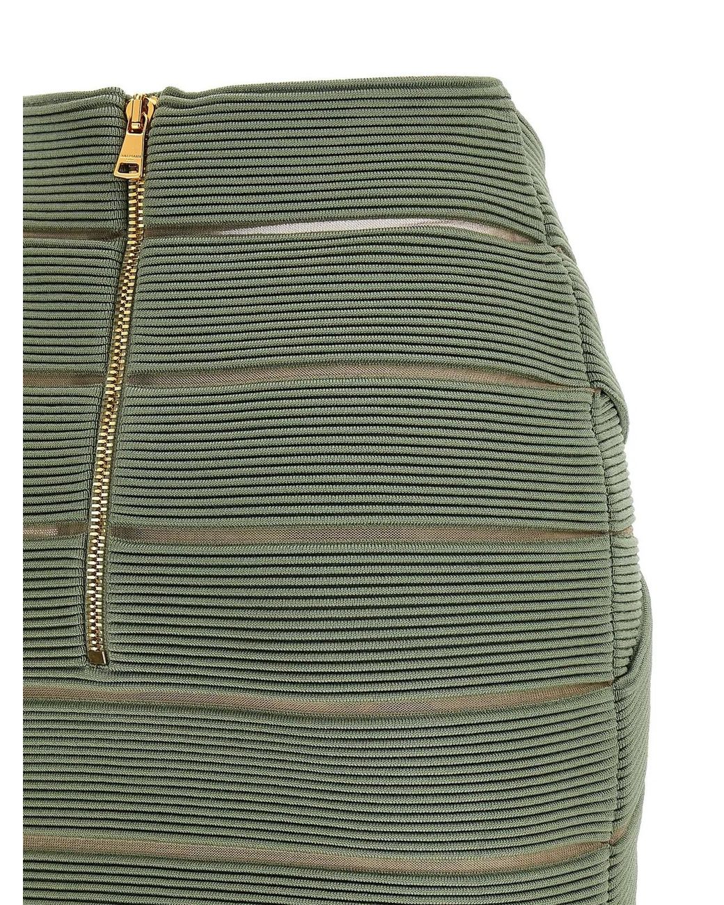 Balmain Green V-Shaped Waist Skirt