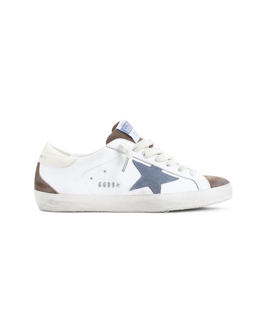 Golden Goose Deluxe Brand White "Super Star" Leather Upper And Heel Suede Toe Star And Spur With Metal Lettering Sneakers for men