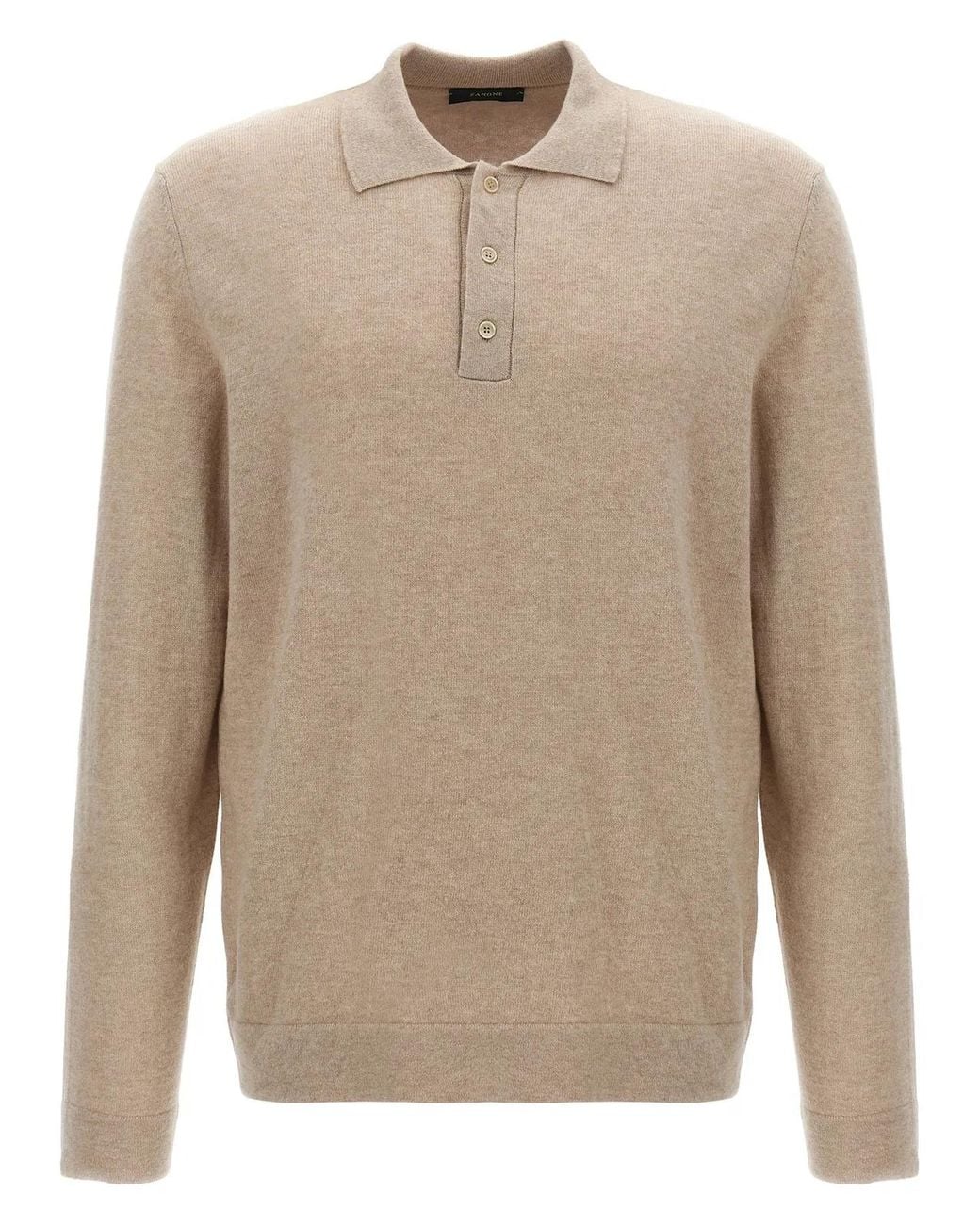 Zanone Natural Cashmere Wool Polo Shirt for men