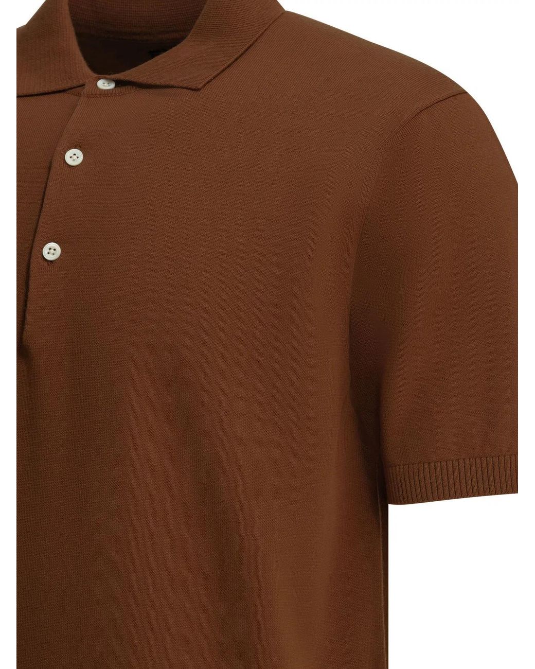 Beams Plus Brown Cotton Button-Down Polo Shirt for men