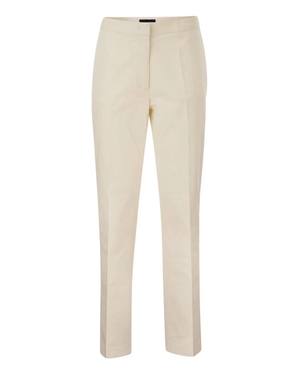 Fabiana Filippi Natural Gabardine Trousers With Diamond Detail