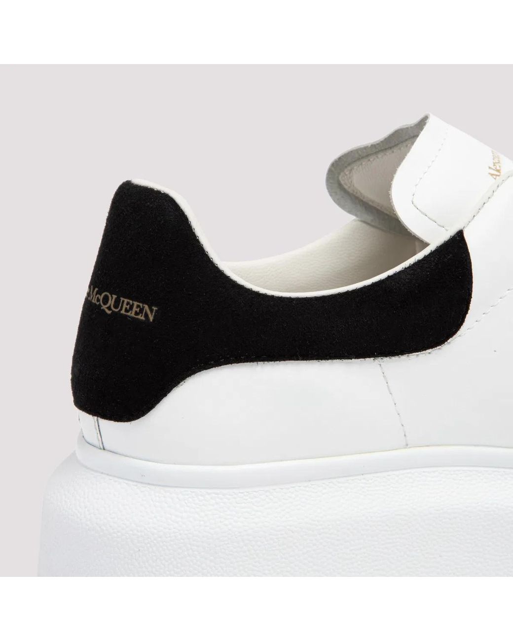 McQueen White Leather Sneakers With Suede Heel