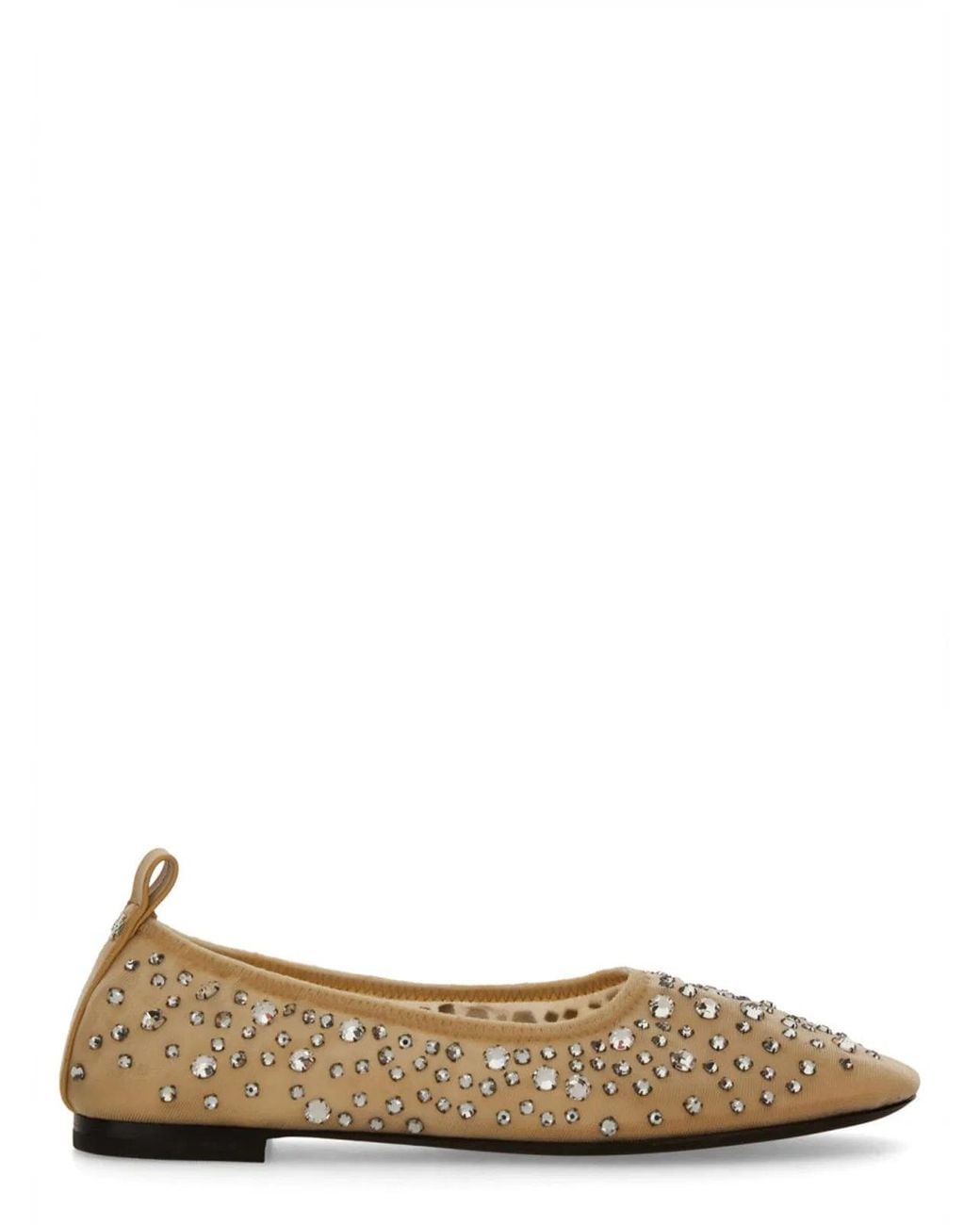 Tory Burch Natural Ballet Flats With Crystal Detail