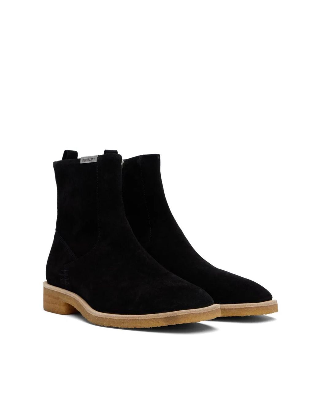 Represent Black Crepe Suede Chelsea Boots for men