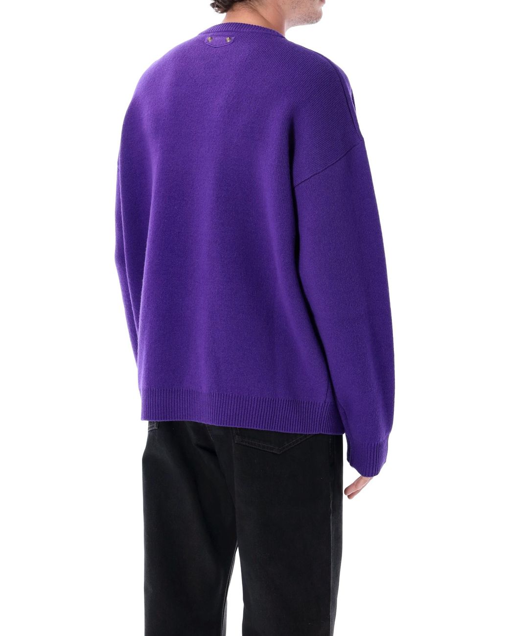 Balenciaga Purple Mini Minimal Crewneck Wool Knit Sweater With Dropped Shoulders for men